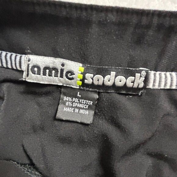 Jamie Sadock Womens Black 3/4 Sleeve 1/4-Zip Active Top Large Abstract Gray Grid - Picture 3 of 8